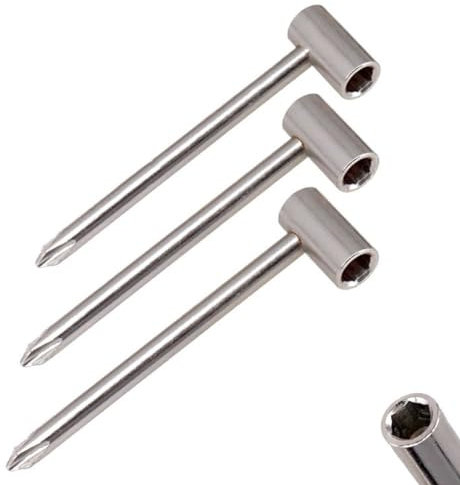 Essential Hex Akustische Gitarre Halsstabschlüssel, Set von 3 (6 35 mm, 7 mm, 8 mm) (Silber)