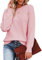 Zeagoo Femme Hiver Élégant Pull Doux et Confortable Côtelé Tricot Encolure Ras du Cou Sweater Manches Longues Chaud Top Rose L