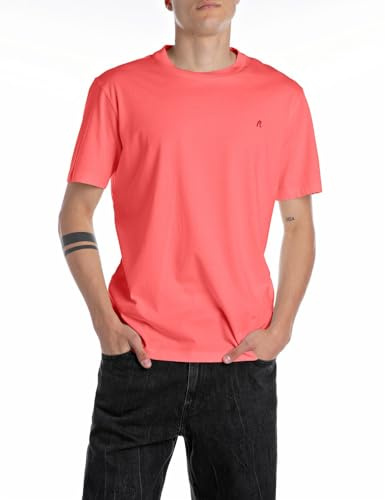 Replay Herren T-Shirt Kurzarm Basic, Poppy Red 556 (Rot), L