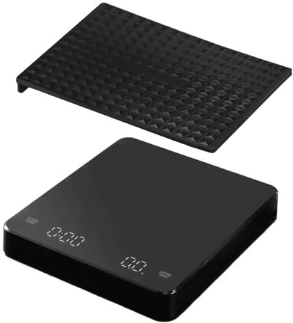 Kaffeewaage mit Timer, 3kg/0,1g Hochpräzise USB Wiederaufladbare Digital Kaffee Waage, Espresso Waage mit mit LED-Anzeige und Tara Funktion, für Espresso und Gießkaffee