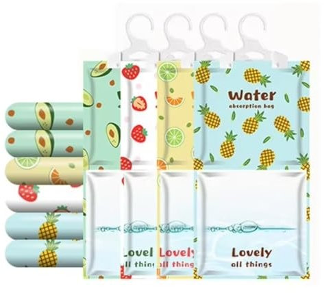 Wardrobe Dehumidifier Hanging Bags Pack of 12 Moisture Absorbers, Trap, Condensation, Dehumidifiers Purifying Air Bag for Damp, Mould, Bedroom, Caravan, Bathroom, Basement, Office, 160g