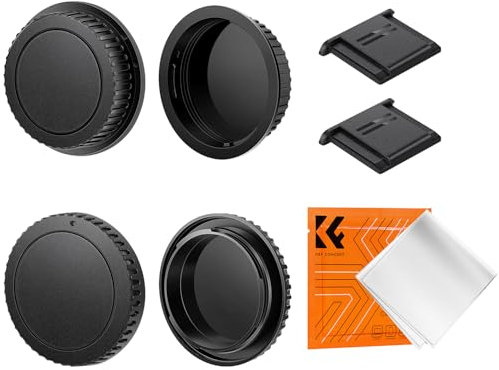 K&F Concept EF Mount 2 Cache Boitier Avant 2 Bouchon Arrière 2 Protection Griffe Froide 1 Chiffon Compatible avec Canon T7/T6/T5/T8i/T7i/5D IV/III/II/6D II/I/90D/80D