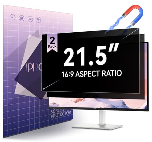 [2-Pack] Magnetic 21.5 Inch Computer Privacy Screen Protector for 16:9 Monitor, Removable 21.5in Private Filter for Anti Glare Block Blue Light, Screen Cover Shield Office Shade for Desktop TV Monitor