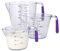 Colourworks Measuring Jug Set, 3-Piece Plastic Measuring Jug with 200, 400 and 900ml Jugs, Purple