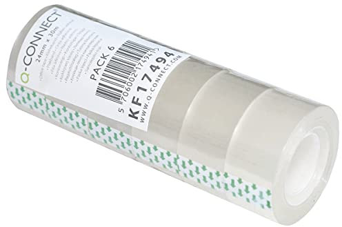 Q-Connect KF17494 - Nastro adesivo trasparente, 6 rotoli, 24 mm x 30 m, per scuola, casa, ufficio