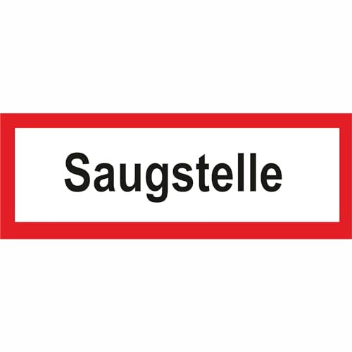 Indigos UG Aufkleber Saugstelle Hinweisschild Brandschutz - 29,7x10,5 cm - selbstklebender Sicherheits Aufkleber für Tür oder Wand - Warnschild für Gebäude, Hotel, Büro, Firma, Haus, Praxis