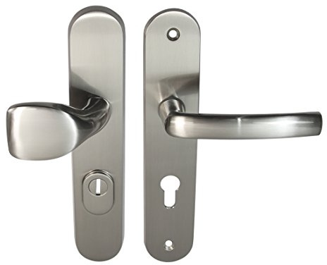 Häusler Onlinehandel GmbH Wohnungstür Schutzbeschlag Security 304 Nickelmatt WE-72 mm mit ZA Türdrücker