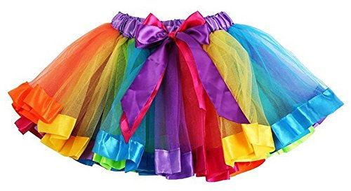 HaimoBurg Mädchen Kinder Regenbogen Tüllrock Tütü Tutu Ballettrock Tanzkleid Ballettkleid Ballettröckchen Rock Clubwear (2-5 Jahre)