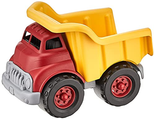 Green Toys Camion à benne basculante Rouge/jaune CB – Jeu de simulation, habileté motrice, véhicule jouet pour enfants. Sans BPA, phtalates, PVC. Passe au lave-vaisselle, plastique recyclé.