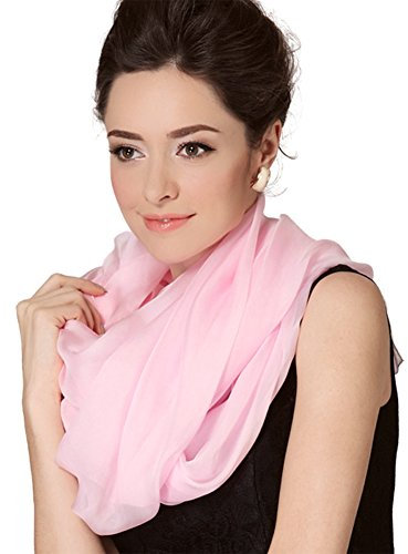 LoveSilk Luxus Damen Georgette Seidentuch 100% Seiden-schals Stola Halstücher Rosa Maße 78.7 x 53 / 200cm x 135cm