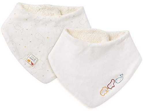 Fehn 056280 2er-Set Halstücher fehnNATUR – Baby-Dreieckstücher mit Bio-Baumwolle (kbA), angenehmer mit Klettverschluss – für Babys von 0-12 Monaten