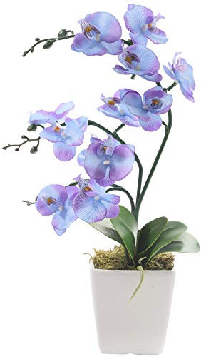 YSZL Phalaenopsis-Orchidee aus künstlicher Seide, 38,1 cm hoch, lila-blau