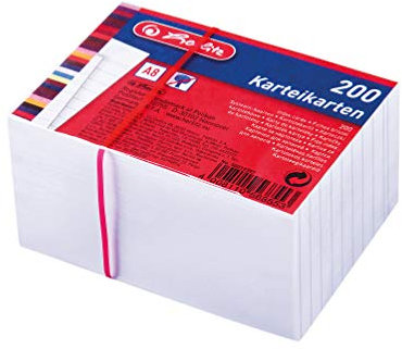 Herlitz 50019397 Karteikarte A8, weiß, 170g/M2, 1000 Stück Eingeschweißt