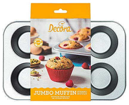 Decora 0070040 Backform 6 Jumbo Muffin Ø 9 cm - 34 x 22 x 4,5 cm, Grau