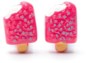 Miniblings Eis am Stiel Ohrclips Clips Eiscreme Stieleis Erdbeereis pink Biss - Handmade Modeschmuck I Ohrhänger Ohrschmuck