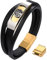 JewelryWe Bracelet pour Hommes Personnalisable en Acier Inoxydable Incurvé de la Marque Arbre de Vie avec Boucle Magnétique Réglable Amovible (Or, Non personnalisable)