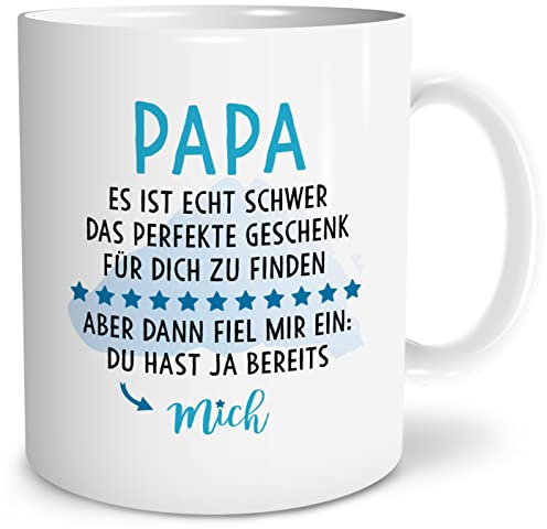 OWLBOOK® Papa Geschenk Tasse mit Spruch - Geschenke für Papa zum Geburtstag Vatertag als Geburtstagsgeschenk Vatertagsgeschenk | Motiv mich | Keramik 300 ml