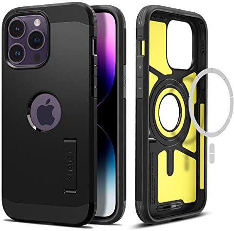 Spigen Tough Armor MagFit Case for iPhone 14 Pro, Compatible with MagSafe Accessories - Black