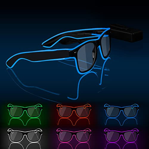 Ainiv LED Brille, Leuchten Brille, Verdrahtet Neon Rave Brille, Flashing LED Sonnenbrille Kostüme, Flashing LED Brillen, Led Glasses, Partybrille, Party Led Brille für Party, EDM, Halloween