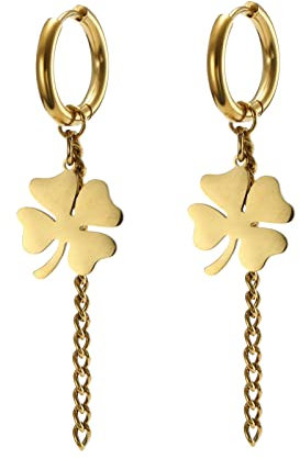 Vierblättrige Klee Ohrringe für Frauen Mädchen Saint Patrick's Day Ohrring Ohrstecker in Herzform Glücksbringer Amulett Edelstahlschmuck Geschenke (1-Gold)