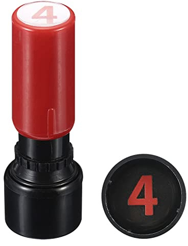 PATIKIL Nummer Stempeln Selbstfärbung Ziffern 4 Plastik Klein Nummer Stempel Nummer Stamper Anfang Stempel für Klassenzimmer Scrapbooking Kunst Rot Schale