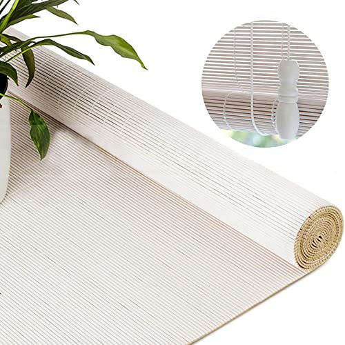 Weiß Bambus Rollo Jalousine Natürlicher Bambus Rollo Bambusrollo Wetterfest Sonnenschutz Und Sichtschutz Rollo Bambus Raffrollo Outdoor Holzrollo Jalousie Lichtfilter Außen/Innen (Size : 120x130cm)