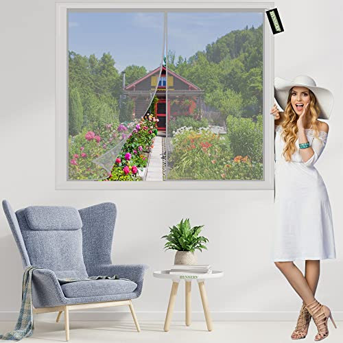 Insektenschutzrollo 200x200cm Grau Insektenschutz Vorhang Fliegenvorhang Magnet BalkonFenster Ohne Bohren HäNde Frei für Wohnzimmer Terrassentür