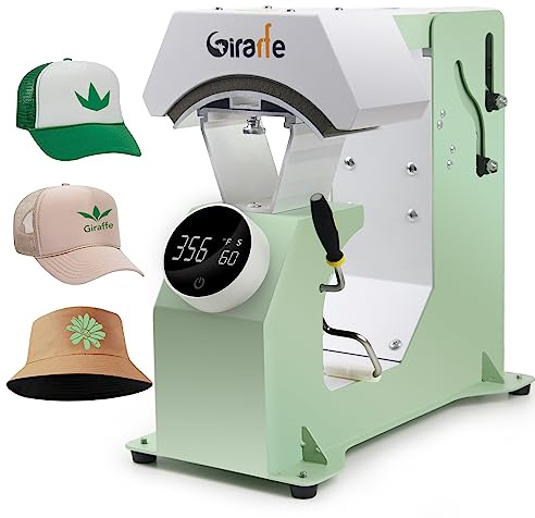 Giraffe Máquina automática de prensa de calor para sombreros, máquina automática de calor para gorras, sombreros, camisetas, bolsas, prensa de gorras de sublimación de bricolaje, apertura y liberación