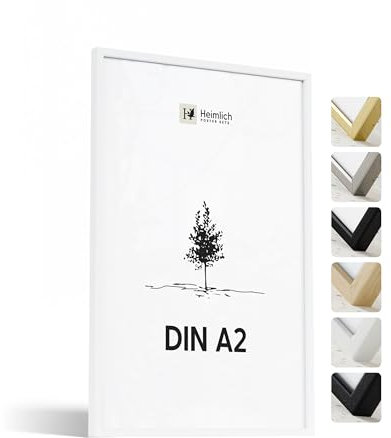 Heimlich® - Bilderrahmen - A2 42x59,4 cm, Eichenholz, Weiß - Mittlere Poster-Druckrahmen - Nur zur Wandmontage