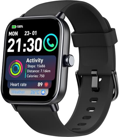 Smartwatch Uomo Donna, 1,8 Orologio Smartwatch Chiamate Risposta Vivavoce, Alexa Integrato Cardiofrequenzimetro SpO2 Sonno, Contapassi Orologio Fitness Notifiche 110 Modalità Sport per Android/iOS
