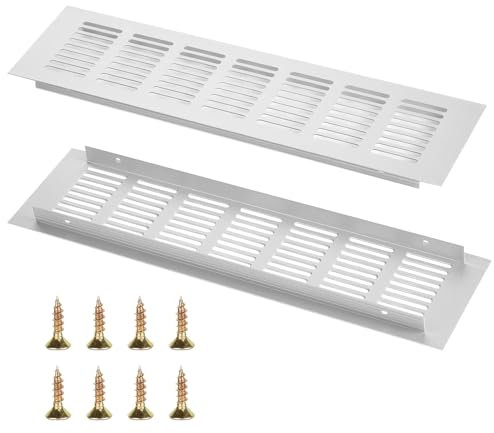 2 Piezas Rejilla De Ventilación De Aluminio,Rejilla De Ventilacion,Rejillas De Ventilacion,Rejilla Ventilacion Rectangular Adecuadas Para Zapatero,Baño,Cocina,Salón,80mm X 300mm
