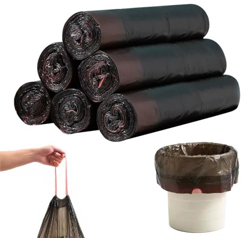 120 bolsas de basura de 10 litros de material 100% reciclado (PE), con cordón, extrafuertes, biológicas, con asa, seguras y resistentes a desgarros, para cocina, oficina, salón (45 x 50 cm)