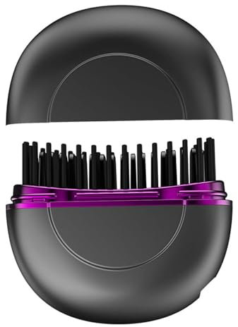 Brosse Lissante Sans Fil, 10s Lisseurs Voyage Portables, Brosse Lissante, Fer à Lisser pour Barbe, Mini Lisseu Rechargeable, Brosse Chauffante pour Cheveux Doux, Fins, Epais et Bouclés