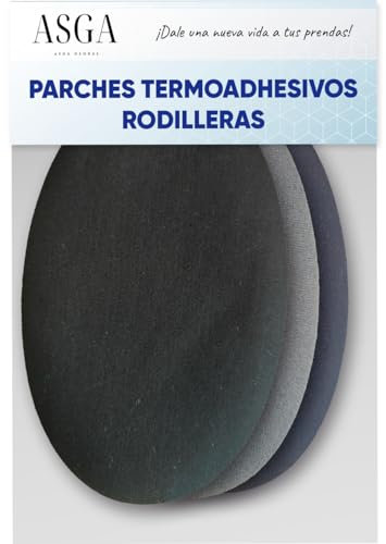 6 Rodilleras para pantalones. Pack negro, gris y azul marino. Parches termoadhesivos para reparacion de chandal de niños. Codera adhesiva para plancha. Knee patches. Parches adhesivos.