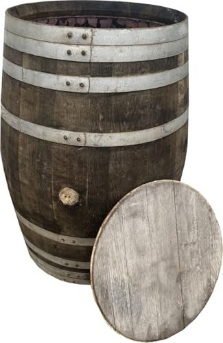 Fassl Baron Regentonne gebrauchtes Weinfass Holzfass Regenfass Barriquefass Eiche 225 Liter Wasserfass Tonne Bottich Fass (unbehandelt, Fassboden)