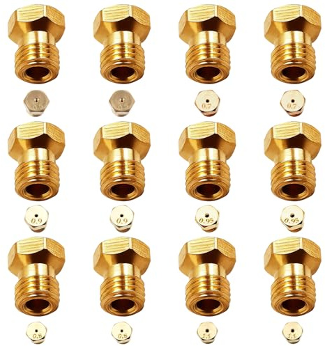 Ruvan Juego De 12 Inyectores Cocina Gas Butano Y Propano, Inyectores Cocina Gas Butano, [2×0.5mm, 2×0.7mm, 2×0.8mm, 2×0.9mm, 2×0.95mm, 2×1.1mm,]