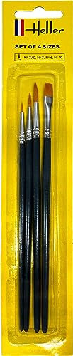 Heller - 9901 - Maquette - Blister 4 Pinceaux (3/0 - 3 - 6 - 10)