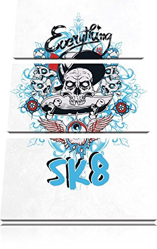 Pixxprint Everything is sk8 light Bild, Leinwandbild 3 Teilig, Gesamtmaß: 120x80cm, Wandbild, Dekoration, fertig gespannt, Kein Poster