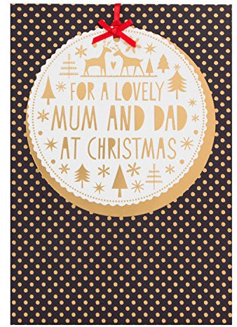 Hallmark Weihnachtskarte, englische AufschriftTo Mum and Dad 'With Love'- Medium