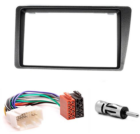 CARAV 11-390-12-6 - Marco de radio para coche 2 DIN en Dash Kit de instalación para Civic 2001-2006 (rueda izquierda/negro) + cable adaptador ISO y antena