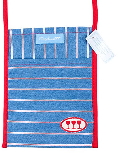 Ringelsuse Aufbewahrung/Umhängebeutel Weinglas/Glashalter/Beutel/Tasche Probierglas 18,5 x 14,5 cm Blau Rot Weiß Bestickt Fairtrade