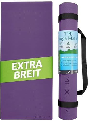 MAXEEZ Yogamatte XXL [30% breiter] - rutschfeste Fitnessmatte extra breit - große Gymnastikmatte für maximalen Komfort - Pilates Matte aus umweltfreundlichem biologisch abbaubarem TPE (violet)