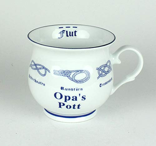 Buddel-Bini Opa's Pott mit Seemannsknoten bauchig Becher Kaffeebecher Teebecher