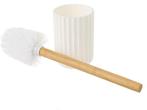 Escobilla de Baño Blanco de bambú y PVC de Ø 9x35 cm - LOLAhome