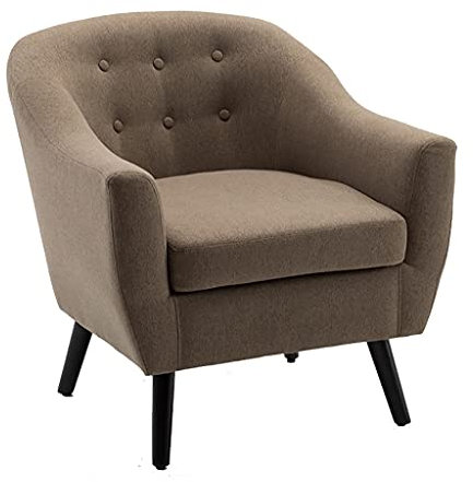 DUNAKE Relaxsessel Fernsehsessel,Einzelsofa Liege, Fernsehsessel Leinen Beige,mit Gummiholzbeinen, Zuhause, Schlafzimmer, Balkon, Garten, Büro, praktisch und stilvoll (Color : Brown)