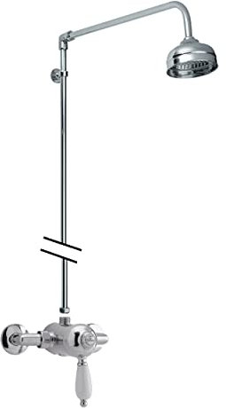 Nuie SBT53MV1 Bundle Traditional Bathroom Exposed Manual Shower Valve and Victorian Inspired Rigid Riser Kit, Chrome