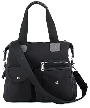 EVEOUT Damen Handtasche Multi Tasche Große Umhängetasche Hobo Taschen für Reise Arbeit Schule Camping Versand(Stil 2 Schwarz)