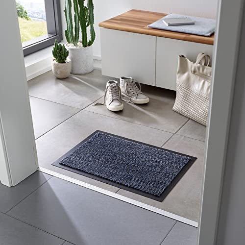 Taracarpet Schmutzfangmatte Azurit - Fußbodenmatte - Fußmatte - Fußabtreter - Blau - modisch meliert - mit Rundum-Gummilippe - 80x120 cm