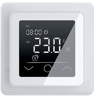 WARMON Design Touchscreen Temperaturregler, Thermostat TP 750 für elektronische Fußbodenheizung in Weiß
