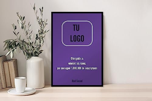 Oedim Placa Suscriptores Diseño Morada Personalizada, 19,5x28,2cm, Divertida y Original, Fabricada en Metacrilato